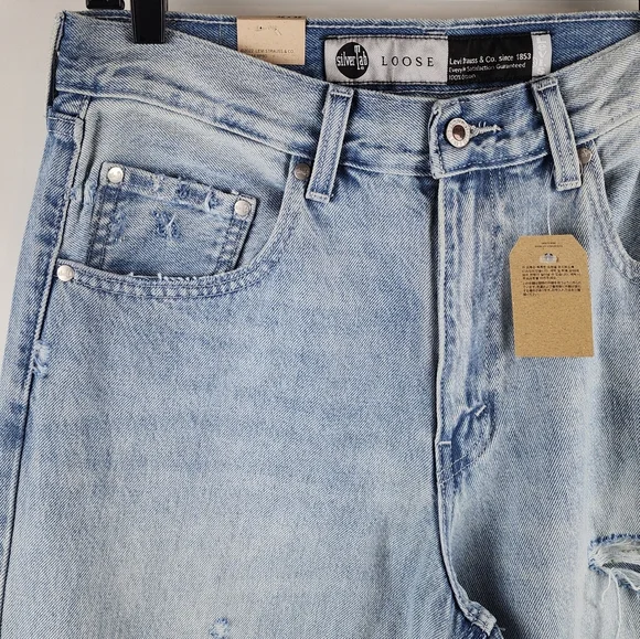 Levi's Silvertab Loose Fit Distressed Light Blue Jeans Mens Size 32x32 NWT